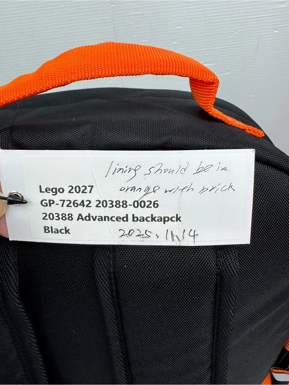 Rare Lego 2027 Advanced Backpack Factory Sample Prototype 20388 Grown Up Group
